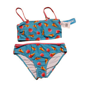 Women's Undercurrent Blue Ice Cream Cones 2 Pc. Bathing Suit Swimwear Medium NWT
